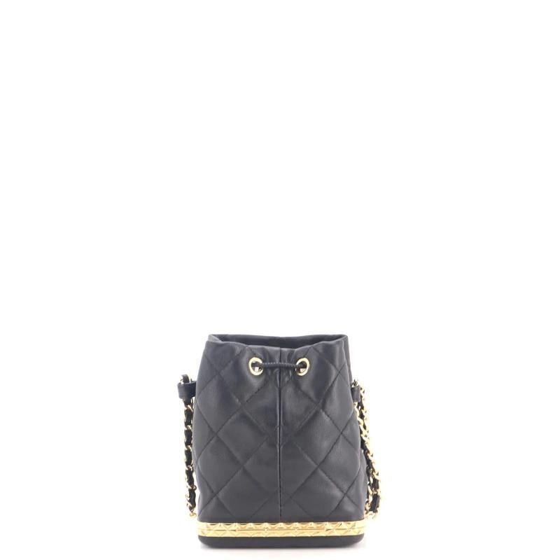Chanel Lock Frame Bucket Bag with Chain Quilted Lambskin Small - 3