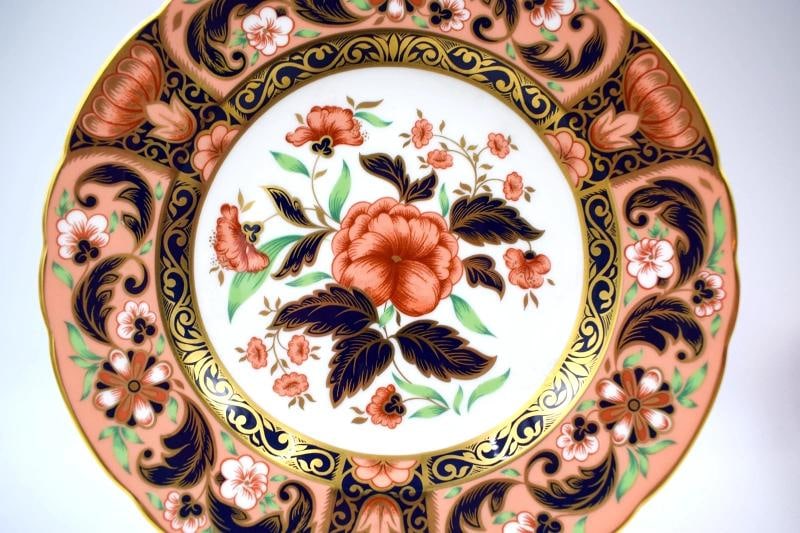 4 Royal Crown Derby Imari Derby Pink Camellias Accents Plates Set of 4 - 3