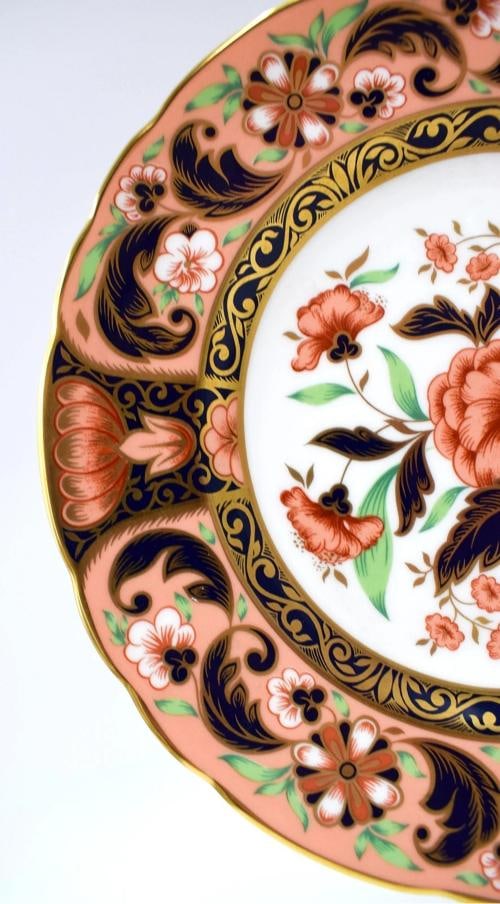 4 Royal Crown Derby Imari Derby Pink Camellias Accents Plates Set of 4 - 5