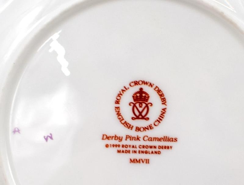 4 Royal Crown Derby Imari Derby Pink Camellias Accents Plates Set of 4 - 8