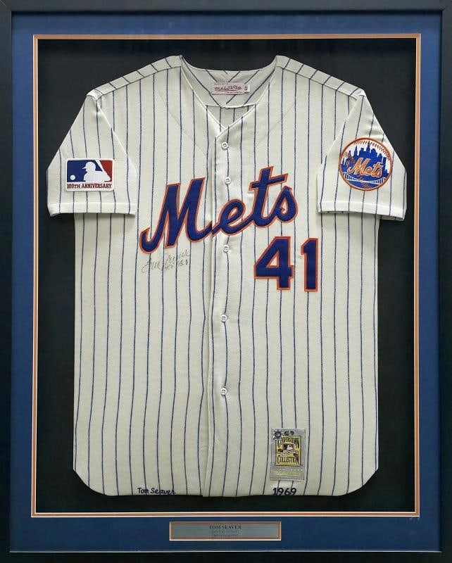 Tom Seaver Signed Framed Jersey Mets Mitchell & Ness MLB 100th "HOF 98.8%" PSA (1 of 8)