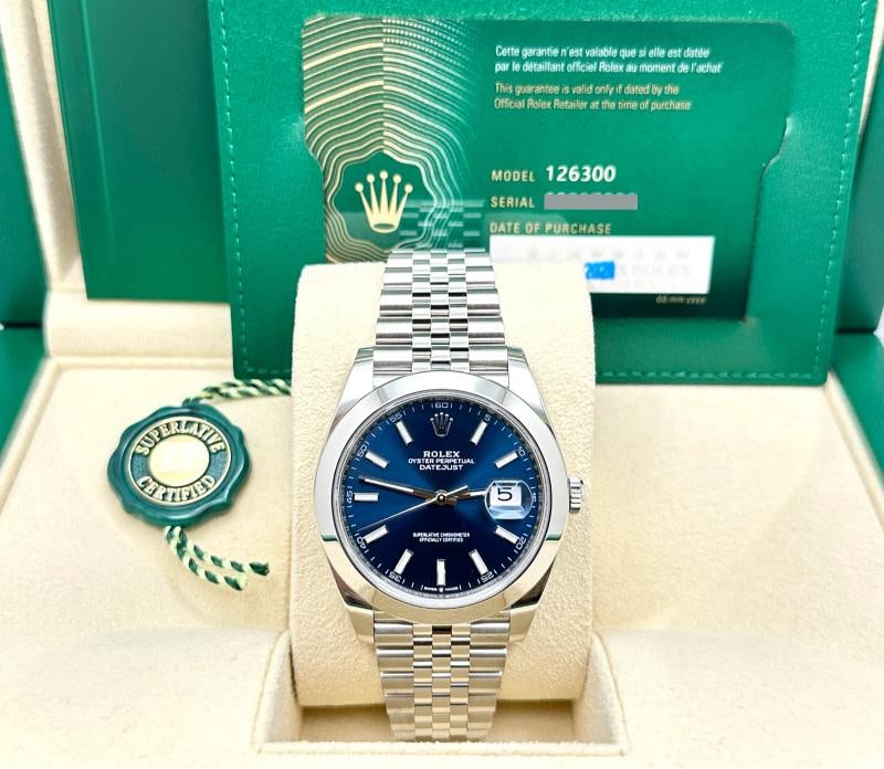 Rolex Datejust 41 126300 41mm Blue Dial Stainless Steel Jubilee Box Paper - 2
