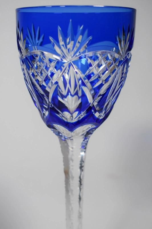 8 Cristallerie de Lorraine cut to clear Wine Glasses signed - 4