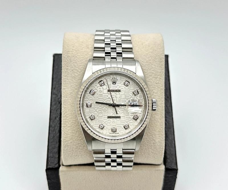 2003 Rolex Datejust 16234 Silver Jubilee Diamond Dial 18k Gold Steel Box Paper - 4