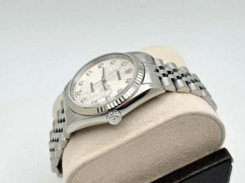 2003 Rolex Datejust 16234 Silver Jubilee Diamond Dial 18k Gold Steel Box Paper - 6