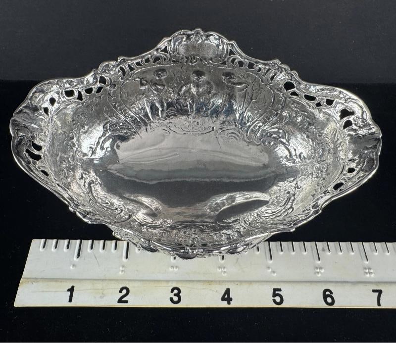 Beautiful Antique Hanau German 930 Silver Putti Cherub 4 Footed Bowl Basket - 7