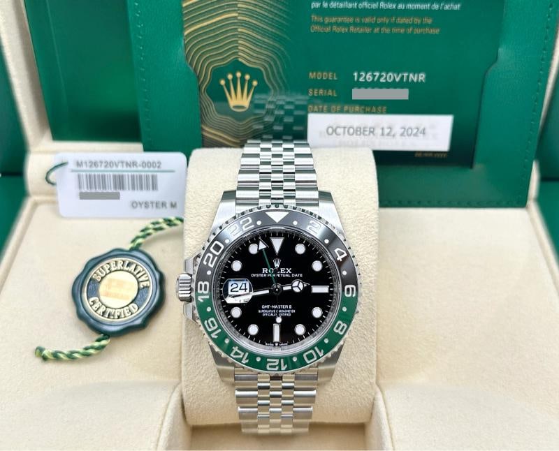 Rolex GMT Master II Sprite Jubilee 126720VTNR 40mm Green Black Steel Box Papers - 2