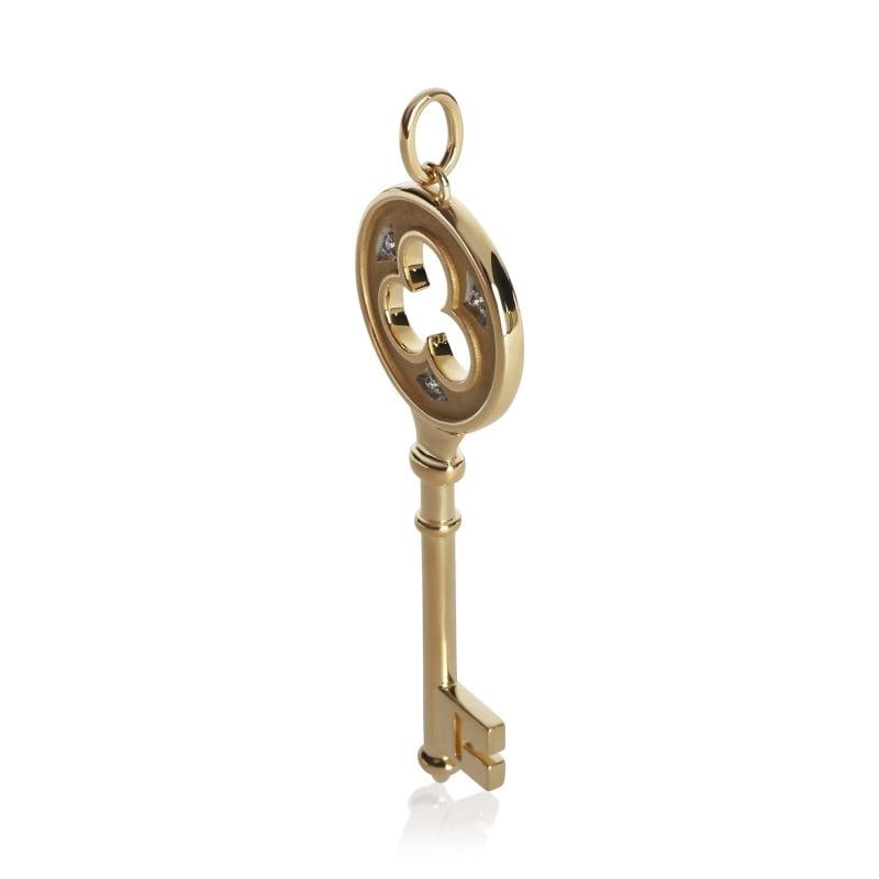 Tiffany & Co. Yellow Gold Diamond Clover Key Pendant - 2