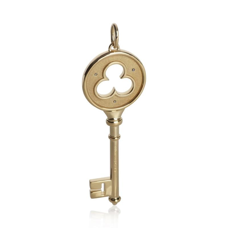 Tiffany & Co. Yellow Gold Diamond Clover Key Pendant - 3
