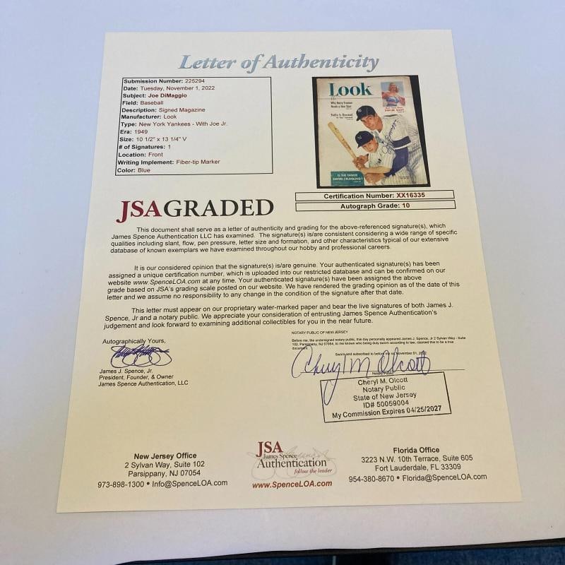Joe Dimaggio Signed 1949 Look Magazine JSA Graded 10 GEM MINT Auto - 2