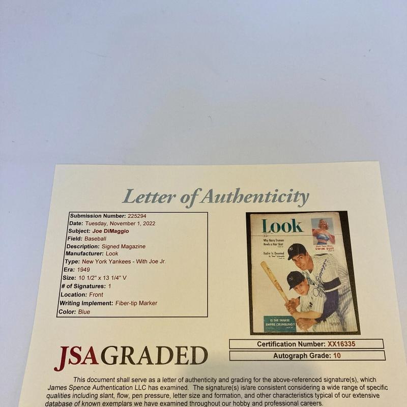 Joe Dimaggio Signed 1949 Look Magazine JSA Graded 10 GEM MINT Auto - 7