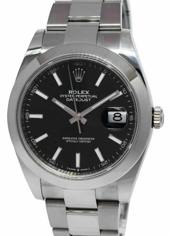 Rolex Datejust 126300 2022 Complete Oyster Stainless Steel Black Stick 41mm Box and Papers: Condition: Pre-owned - Excellent: This item has been previously worn; however, it is in excellent condition. ... Read moreabout the conditionPre-owned - Excellent: This item has been previously worn; 