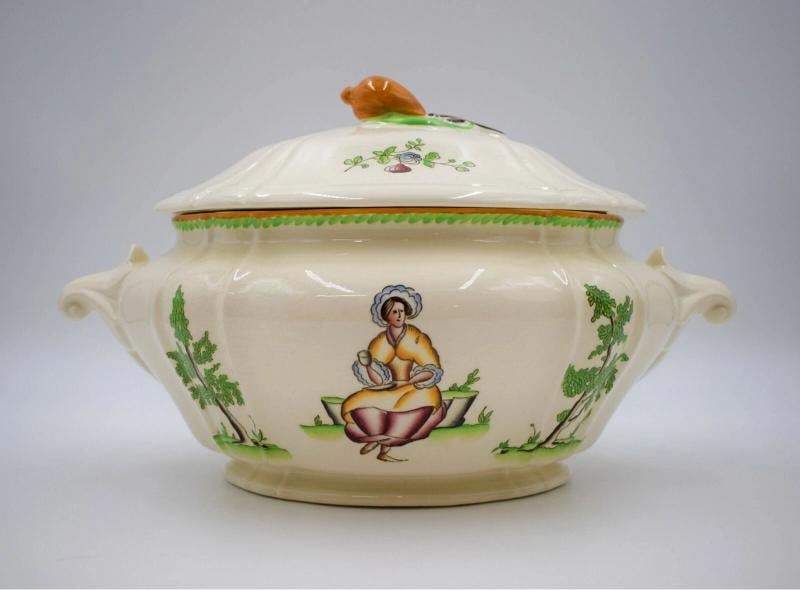 Italian Lavenia / Laveno Art Deco Soup Tureen Designed by Guido Andlovitz: Country of Origin: Italy,Pattern: Art deco,Production Technique: Pottery,Material: Ceramic,Brand: Lavenia,Style: Art Deco,Color: Multicolor,Set Includes: Tureen,Type: Tureen,Original/Reproduction: