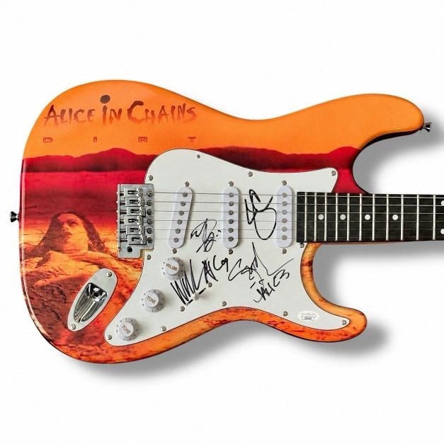 Alice In Chains Signed Guitar Custom JSA COA Jerry Cantrell Inez Duvall Kinney: Industry: Music,Signed: Yes,Autograph Authentication: James Spence (JSA),Object Type: Guitar & Guitar Pick,Original/Reproduction: Original,Country of Origin: United States Jerry Cantrell (Lead Singer