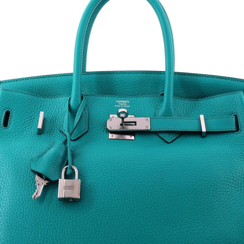 Hermes Birkin Handbag Blue Clemence with Palladium Hardware 30 - 5