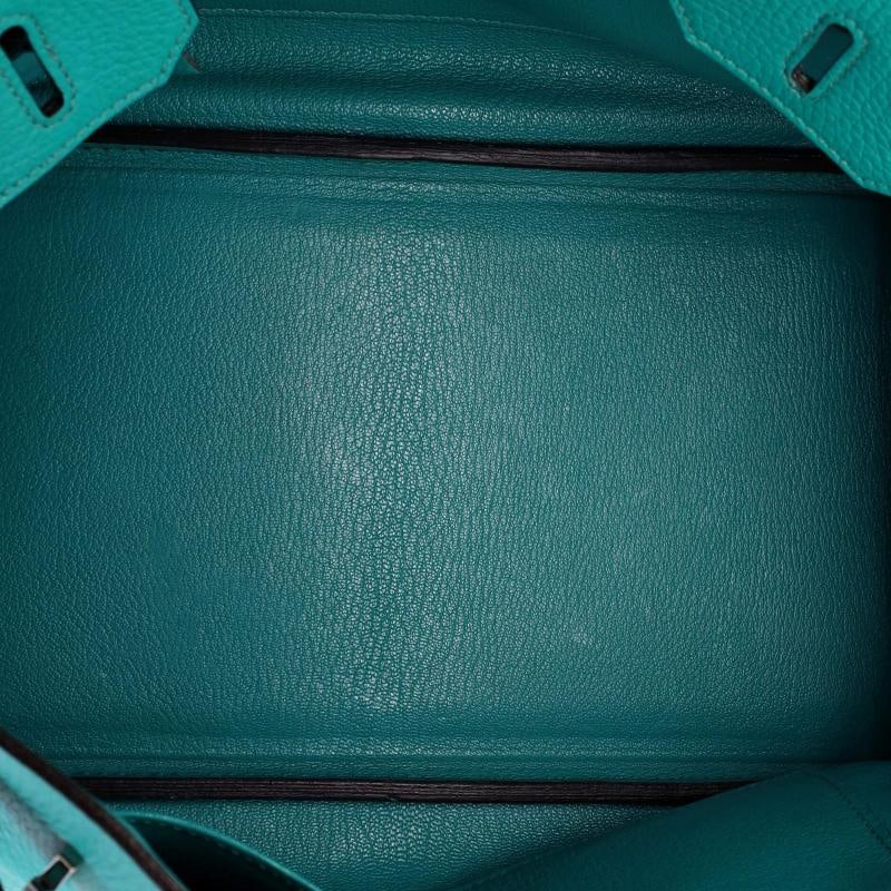 Hermes Birkin Handbag Blue Clemence with Palladium Hardware 30 - 6