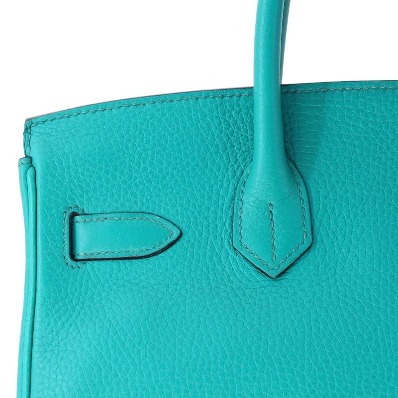 Hermes Birkin Handbag Blue Clemence with Palladium Hardware 30 - 8