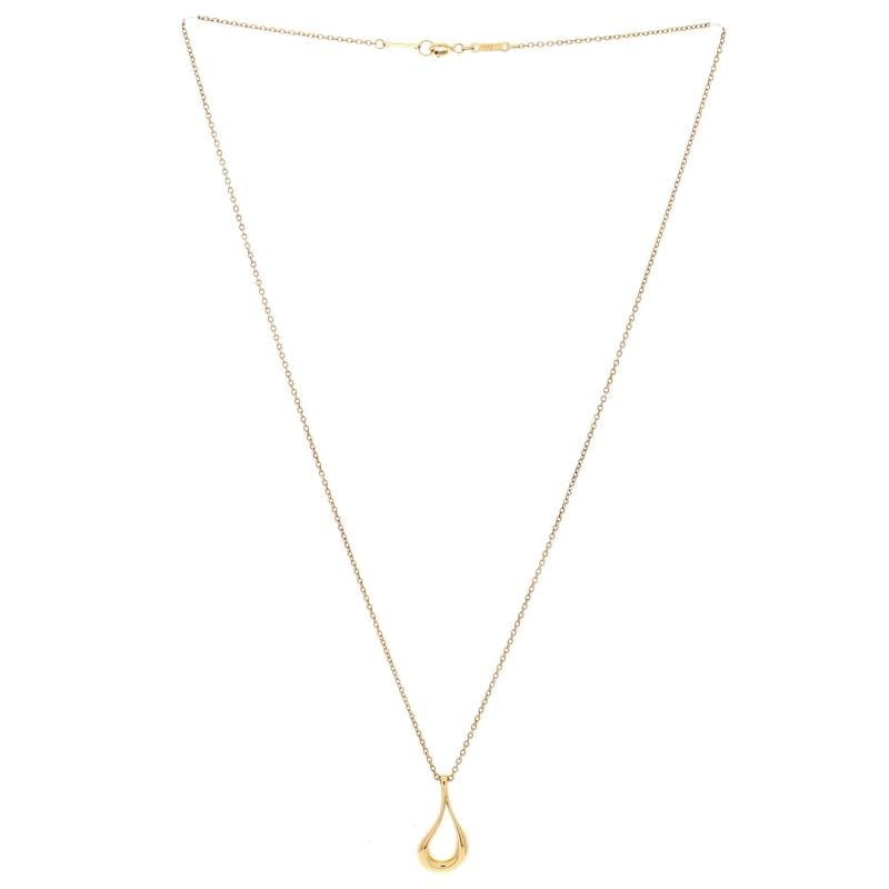 Tiffany & Co. Open Teardrop Pendant Necklace 18K Yellow Gold - 2
