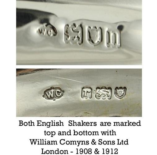 4 Sterling Silver Castors/Shakers William Comyns - 6