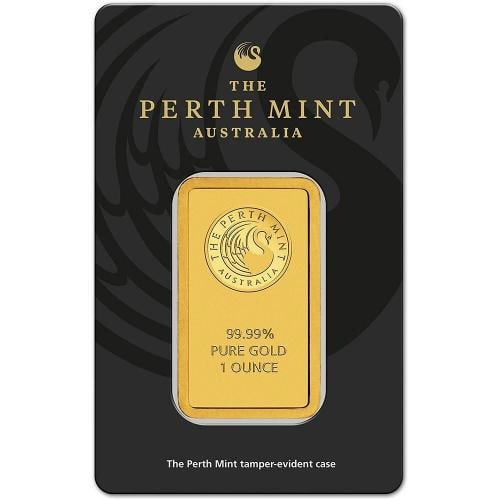 1 oz. Gold Bar - Perth Mint - 99.99 Fine in Assay: Composition: Gold,Shape: Bar,Fineness: 99.99,Brand/Mint: The Perth Mint,Total Precious Metal Content: 1 oz,Country of Origin: Australia