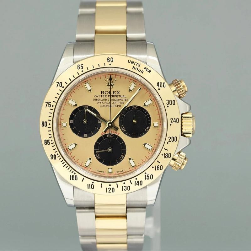 MINT Rolex Daytona 116523 Champagne Paul Newman Steel Yellow Gold Two Tone Watch - 2