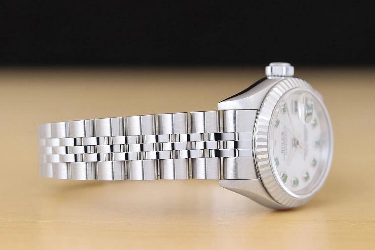 ROLEX LADIES DATEJUST 79174 MOTHER OF PEARL TSAVORITE DIAL 18K GOLD STEEL WATCH - 7