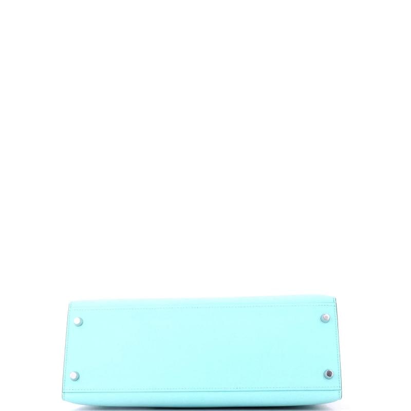 Hermes Kelly Handbag Blue Epsom with Palladium Hardware 32 - 4