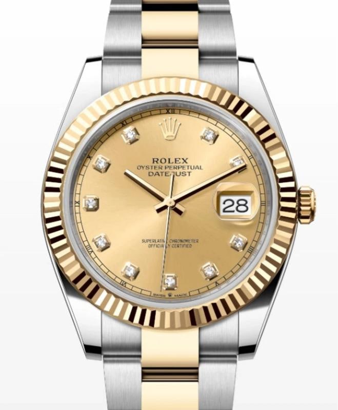 Rolex Datejust 126333 2021 Complete Oyster Steel Champagne Diamond 41mm box and papers - 2