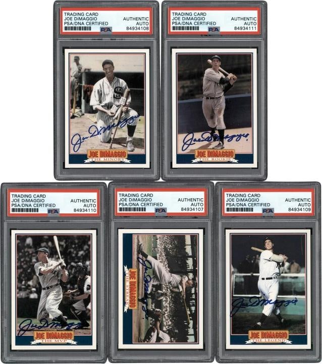 1992 Joe DiMaggio Signed Score Baseball Insert Complete Set (5) PSA DNA: Condition: Ungraded - Near mint or better: Not in original packaging or professionally graded,Type: Sports Trading Card,Sport: Baseball,Autographed: Yes,Autograph Authentication: Professional Sports A
