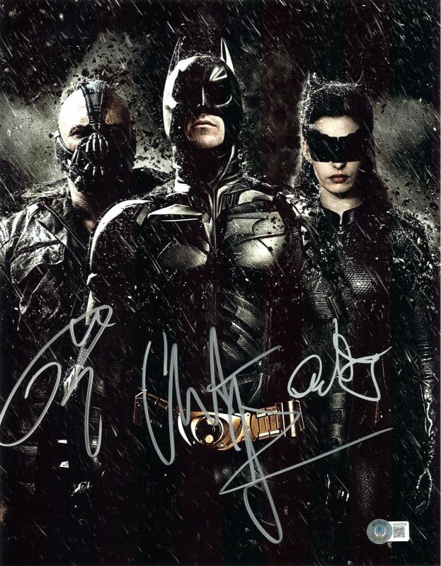Christian Bale Anne Hathawy Tom Hardy Signed Autograph Batman 11X14 PHOTO BAS: Signed by: Christian Bale Anne Hathaway Tom Hardy,Autograph Authentication: BECKETT,Original/Reproduction: Original,Country of Origin: United States