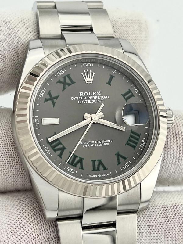 Rolex Datejust 41 126334 Slate Wimbledon Dial 18K White Gold Steel Box Paper - 3