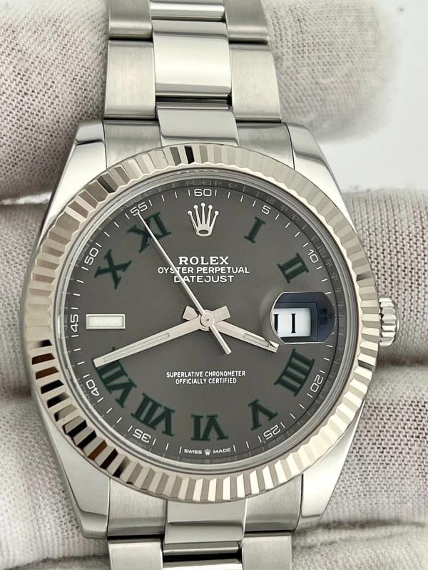 Rolex Datejust 41 126334 Slate Wimbledon Dial 18K White Gold Steel Box Paper - 4
