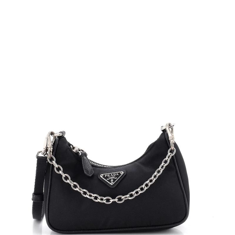 Prada Re-Edition Shoulder Bag Tessuto Mini: Condition: Pre-owned - Excellent,Brand: Prada,Exterior Material: Nylon,Style: Hobos,Exterior Color: Black,Department: Women,Size: Mini,Accessories: Extra Strap, With Strap