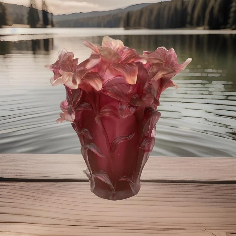 Crystal Iris Vase H8Ã¢â‚¬Â Red OmbrÃƒÂ© Hea - 5
