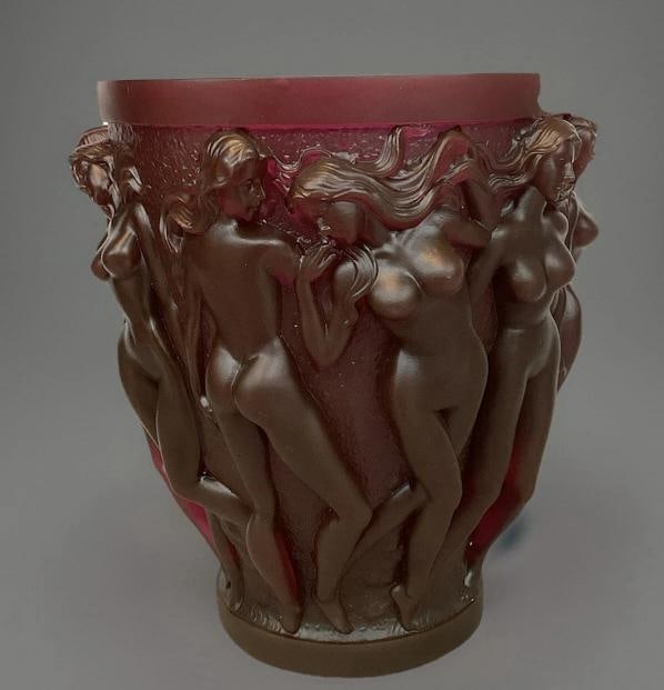 Xl Lalique Style Bacchantes Crystal Vase Unique Color H10Ã¢â‚¬Â - 3
