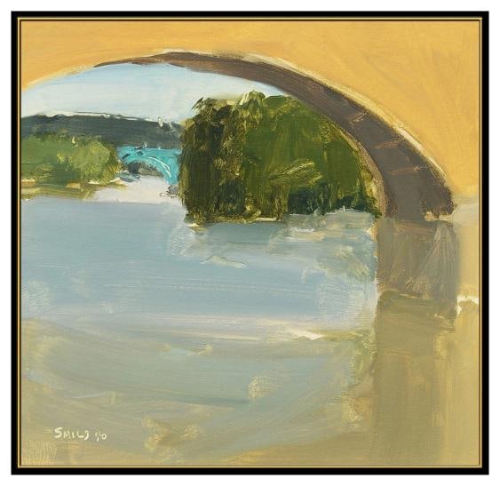 Stuart Shils Original Oil Painting On Board Signed Water Landscape Framed Art - 2