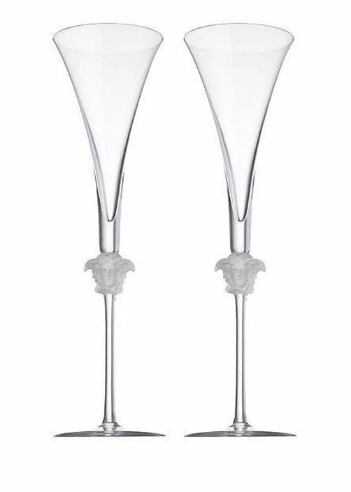 VERSACE BY ROSENTHAL MEDUSA LUMIERE CHAMPAGNE FLUTE PAIR #110835-48804 BRAND NIB - 2
