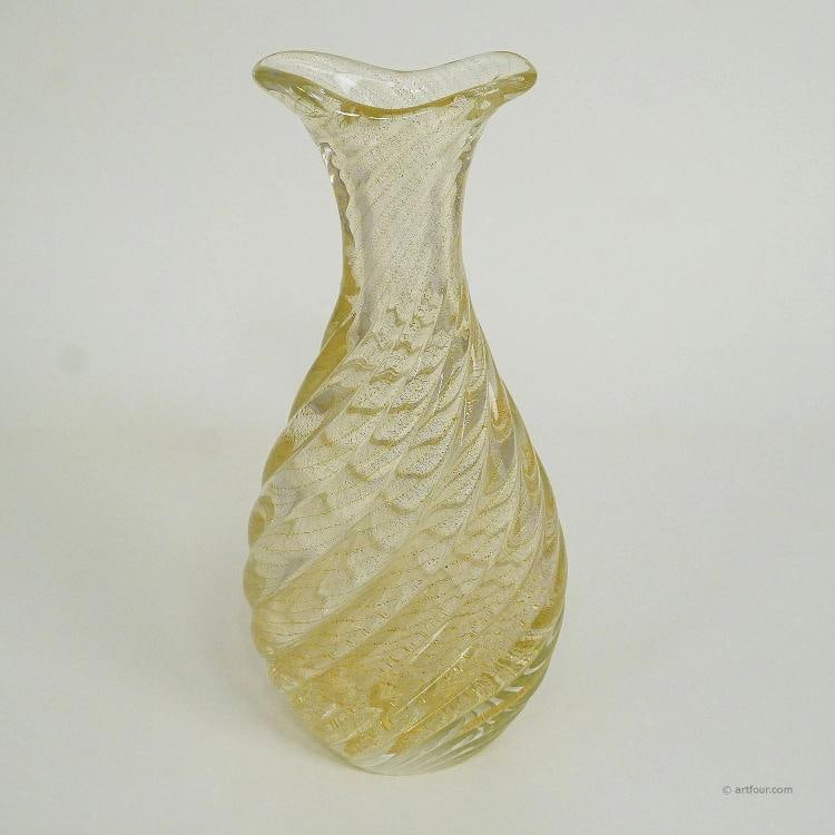 Flavio Poli for Seguso Vetri d'Arte Vase Incrociato oro 1949 - 2