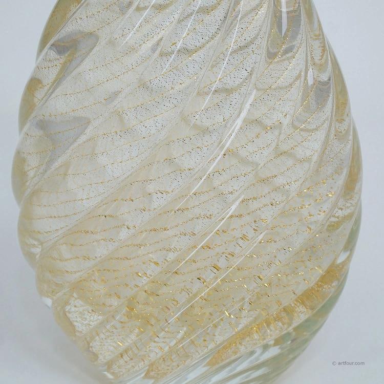 Flavio Poli for Seguso Vetri d'Arte Vase Incrociato oro 1949 - 3