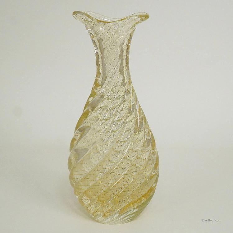 Flavio Poli for Seguso Vetri d'Arte Vase Incrociato oro 1949 - 6