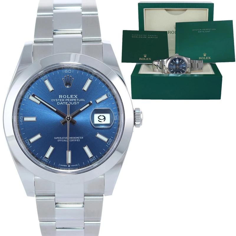 2024 MINT Rolex DateJust 41 Steel 126300 Blue Dial Oyster 41mm Watch Box: Condition: Pre-owned - Excellent,Brand: Rolex,Department: Unisex Adults,Type: Wristwatch,Model: DateJust,Reference Number: 126300,With Original Box/Packaging: Yes,With Papers: No,Customized: No,UPC:
