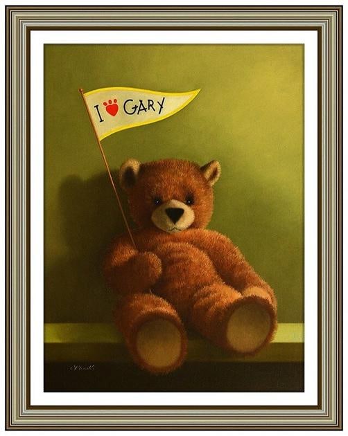 Gerald Stinski Original Oil Painting on Board Still Life Toy Bear Signed Framed: Also, measuring approximately 16Ã¢â‚¬Â x 12Ã¢â‚¬Â and 21 Ã‚Â½Ã¢â‚¬Â