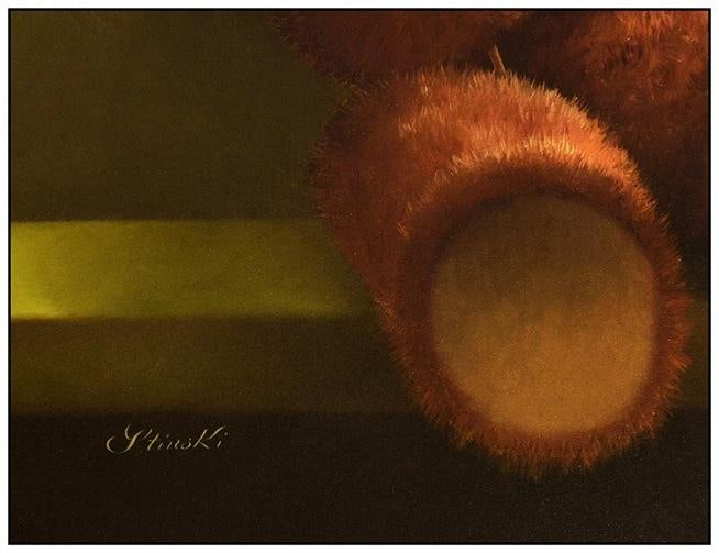 Gerald Stinski Original Oil Painting on Board Still Life Toy Bear Signed Framed - 3