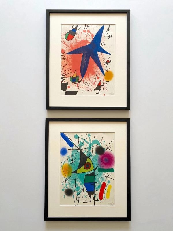 JOAN MIRO RARE 1972 MID CENTURY MODERNIST FRAMED ORIGINAL LITHOGRAPH PRINTS SET - 15