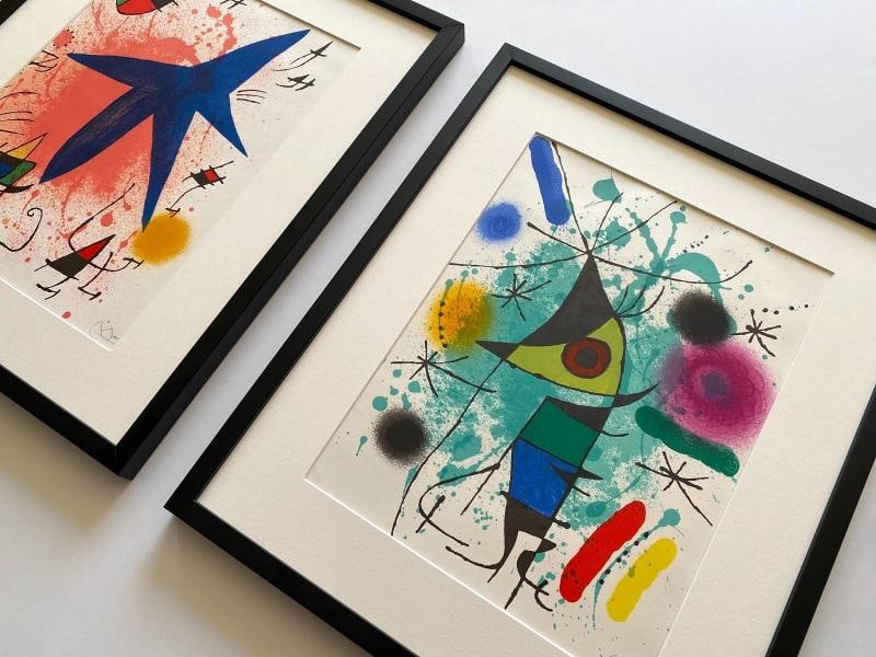 JOAN MIRO RARE 1972 MID CENTURY MODERNIST FRAMED ORIGINAL LITHOGRAPH PRINTS SET - 16