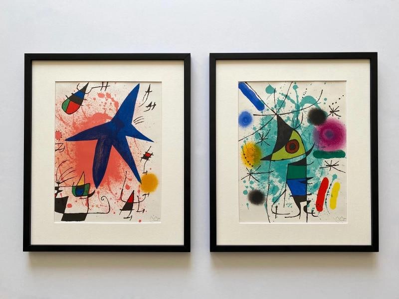 JOAN MIRO RARE 1972 MID CENTURY MODERNIST FRAMED ORIGINAL LITHOGRAPH PRINTS SET - 17