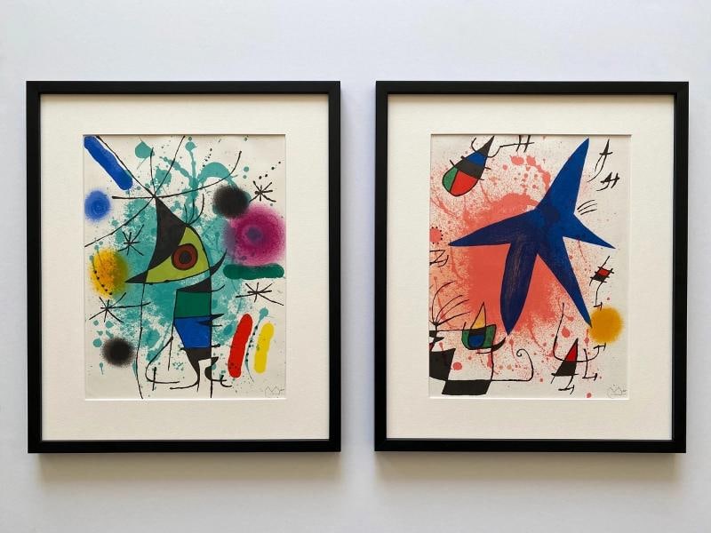 JOAN MIRO RARE 1972 MID CENTURY MODERNIST FRAMED ORIGINAL LITHOGRAPH PRINTS SET (1 of 18)