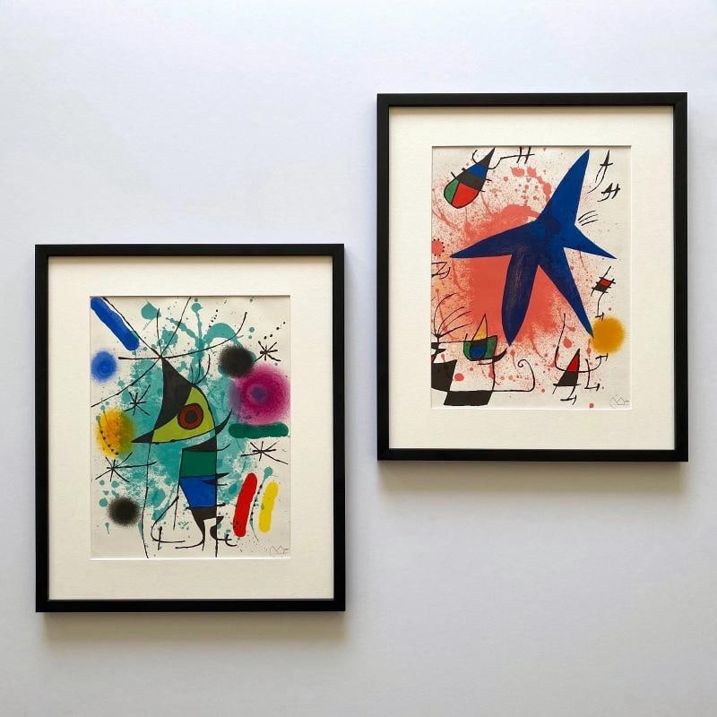 JOAN MIRO RARE 1972 MID CENTURY MODERNIST FRAMED ORIGINAL LITHOGRAPH PRINTS SET - 4