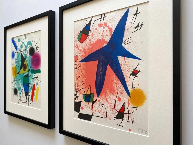 JOAN MIRO RARE 1972 MID CENTURY MODERNIST FRAMED ORIGINAL LITHOGRAPH PRINTS SET - 5