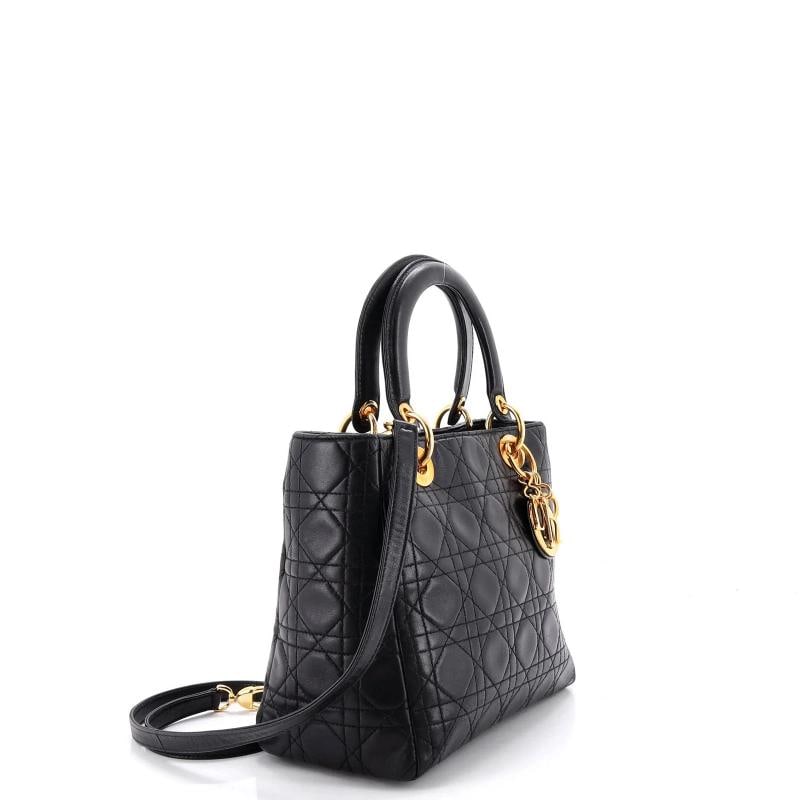Christian Dior Vintage Lady Dior Bag Cannage Quilt Lambskin Medium - 2